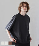 セール★1690円→990円 Tシャツ メンズ ミニ裏毛 スウェット ビックシルエット クルーネック リブ 半袖 無地 ミディアム丈 ベーシック メール便不可 24ss coca コカ
